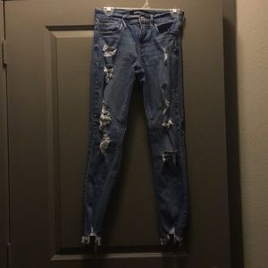 Express mid rise distressed skinny jeans